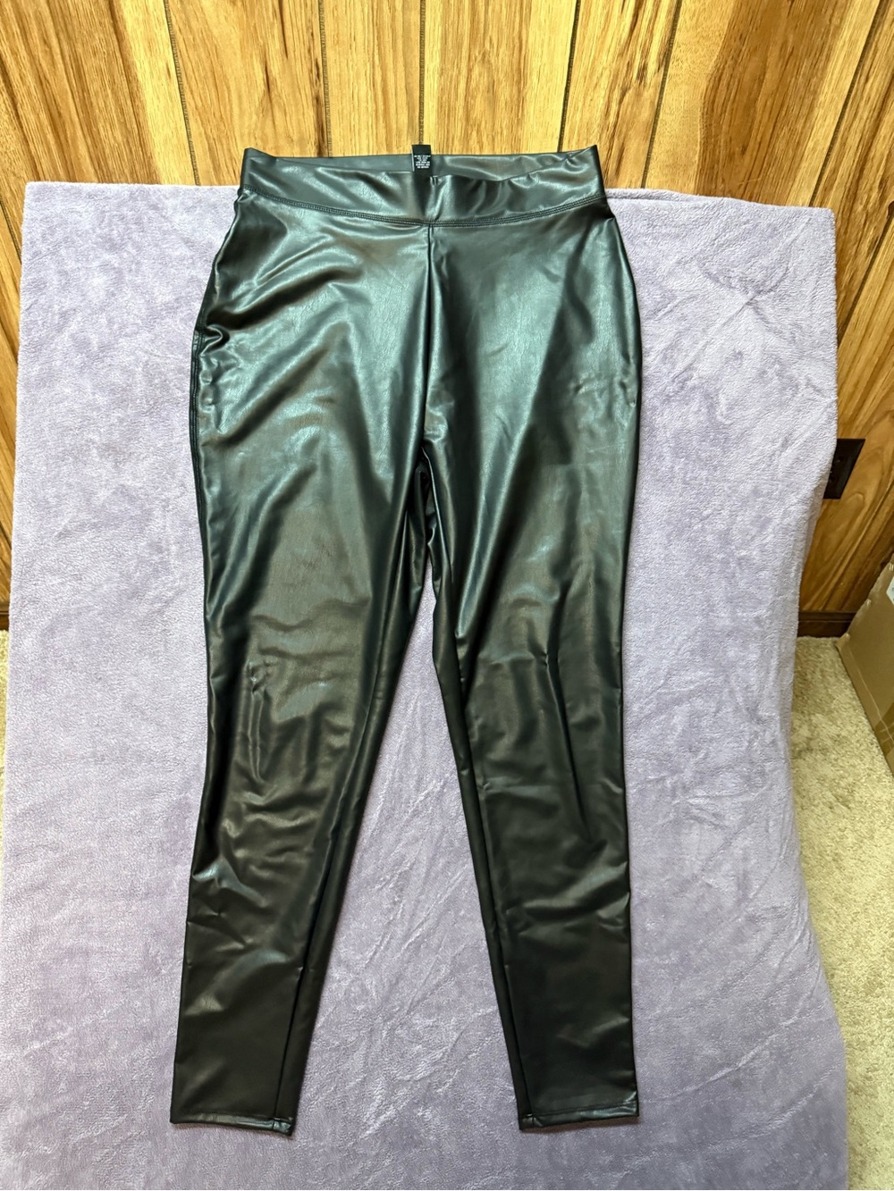 Ashley Stewart Black Faux Leather High-Waist Leggings